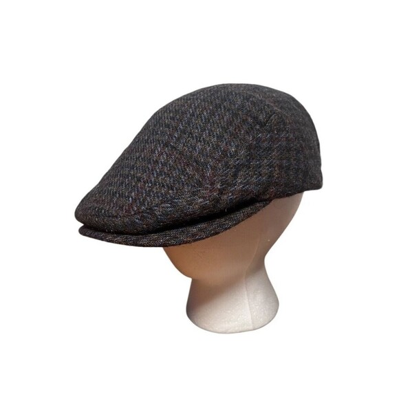 Scala Hat Newsboy Fitted Mens Medium Brown Gray Blue Wool Quilted Vintage Style - Picture 1 of 5